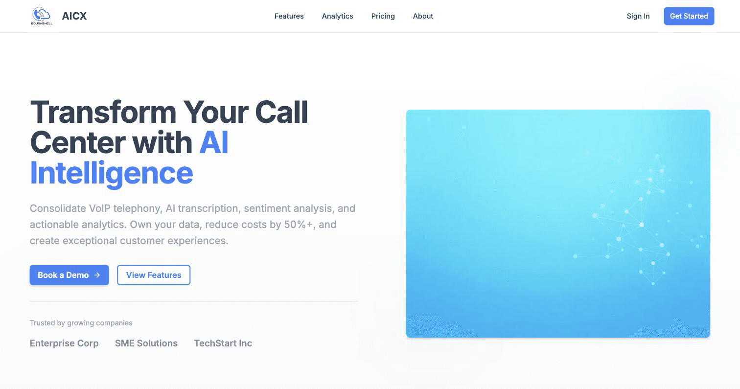 Bournshell AICX — AI customer experience platform for call centres