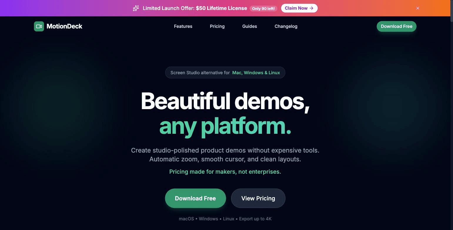 MotionDeck — Screen recording & video editor with zoom effects