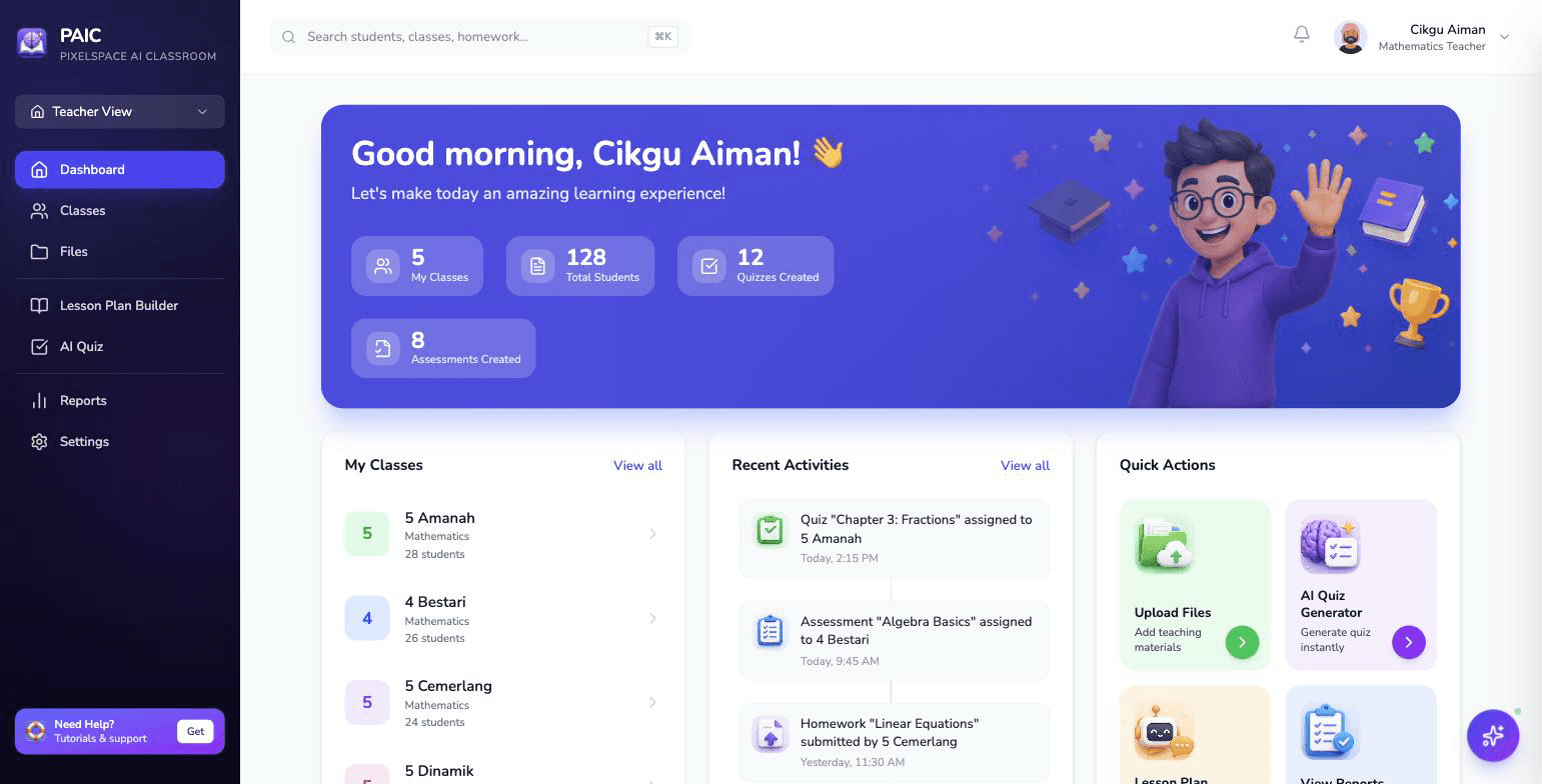 Pixelspace AI Classroom — AI teaching assistant for Malaysian DSKP curriculum