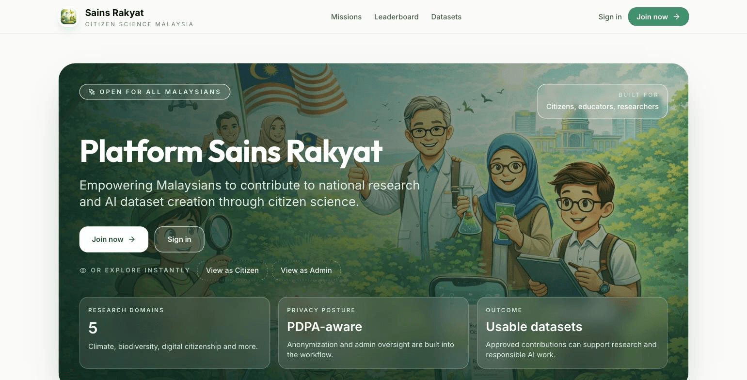 Platform Sains Rakyat — Citizen science platform for Malaysia