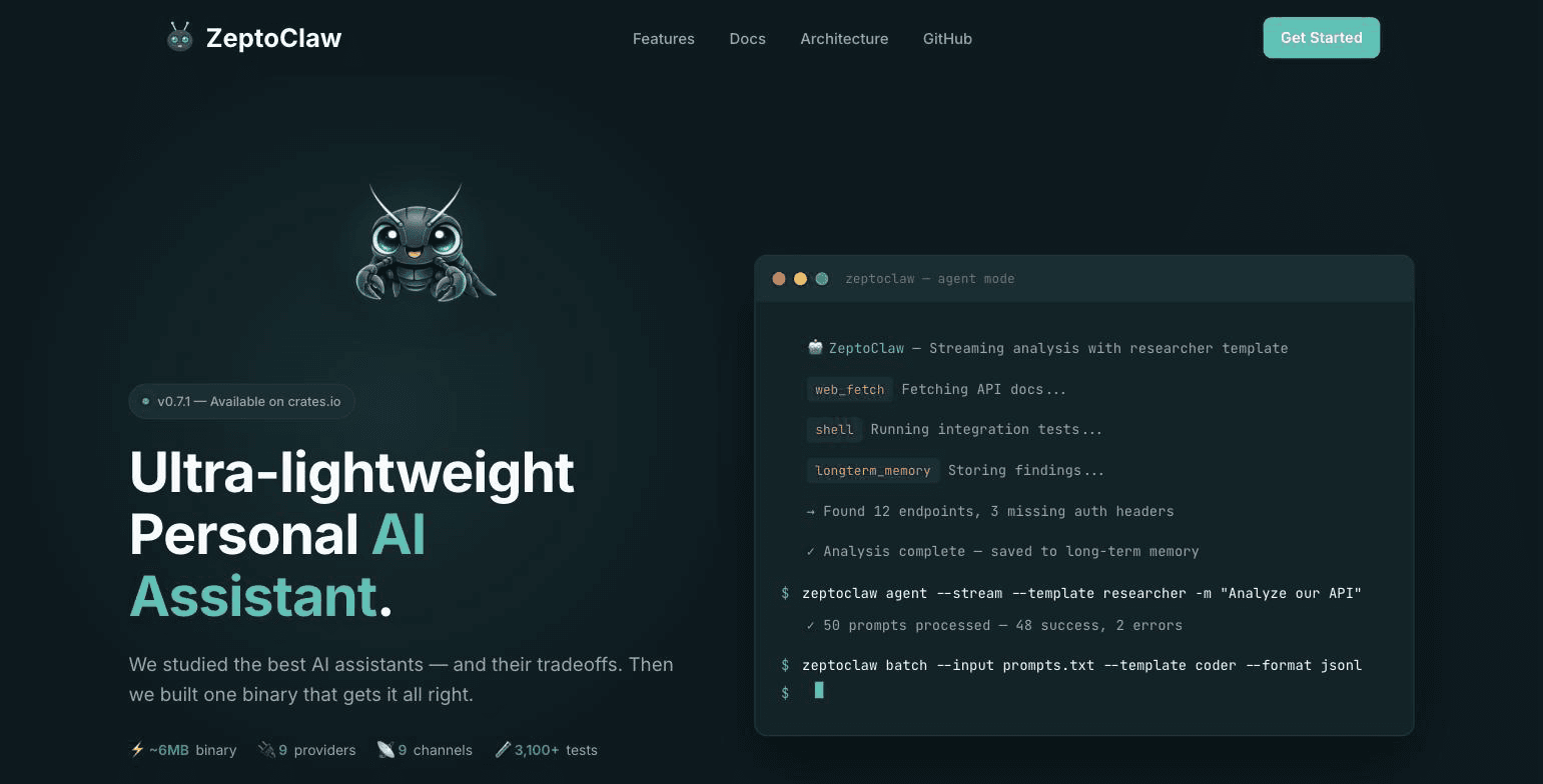 ZeptoClaw — Ultra-lightweight personal AI assistant in Rust